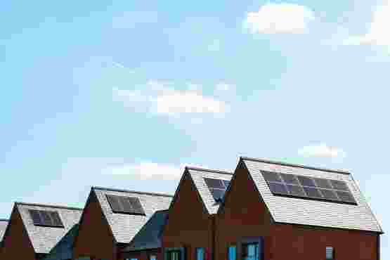 Photo of new homes with solar panels