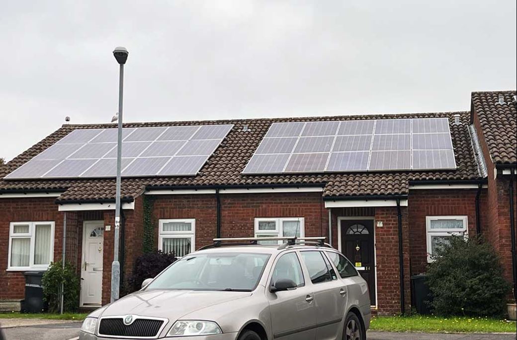 Bungalows with solar panels on the roof