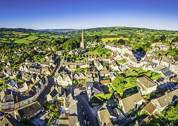 Aerial view of a rural village