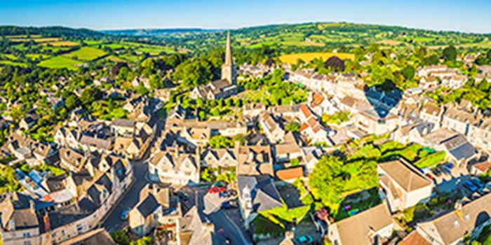 Aerial view of a rural village