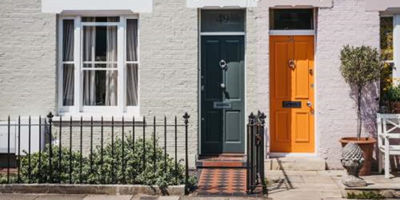 Front view of terraced town houses