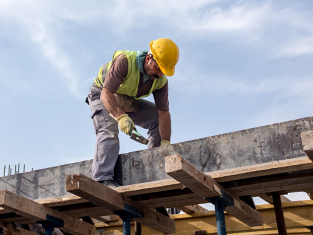 Construction worker on roof