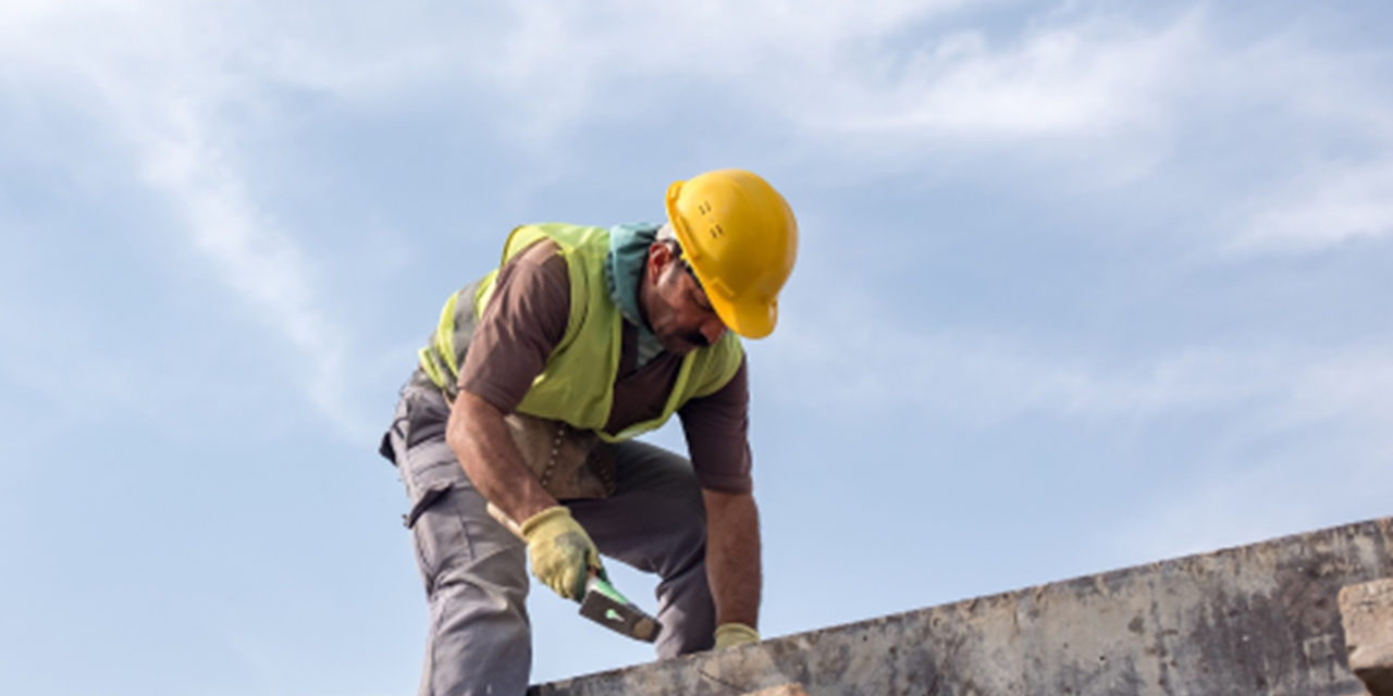 Construction worker on roof
