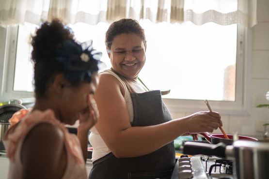 Family cooking in the kitchen