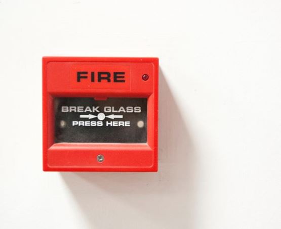 Fire alarm on wall