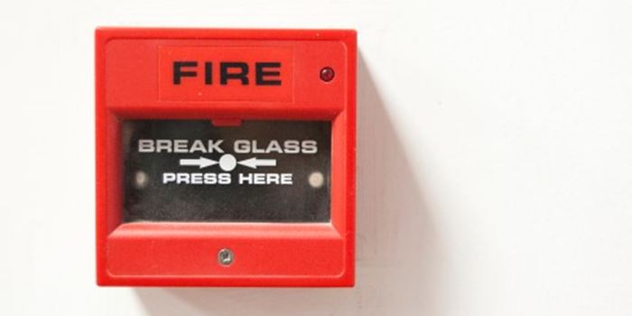 Fire alarm on wall