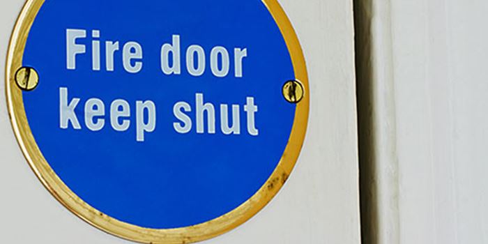 Sign on fire door