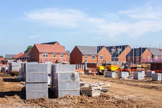 Construction site where new houses are being built