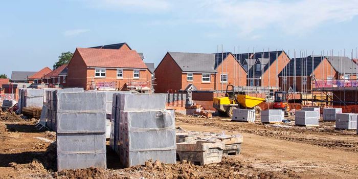 Construction site where new houses are being built