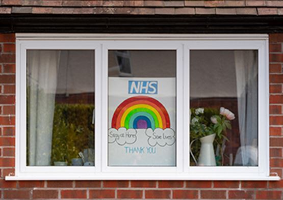 NHS rainbow picture in window