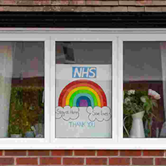 NHS rainbow picture in window