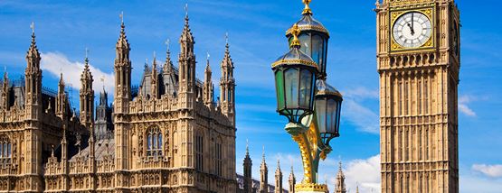 Roof of the houses of parliament and Big Ben clock tower