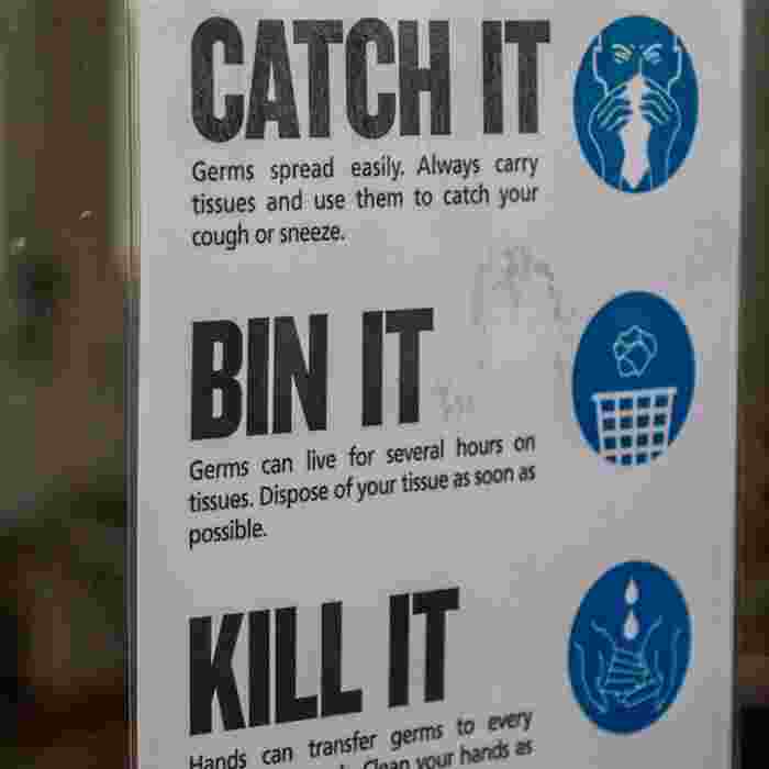 Catch it, kill it, bin it sign on door
