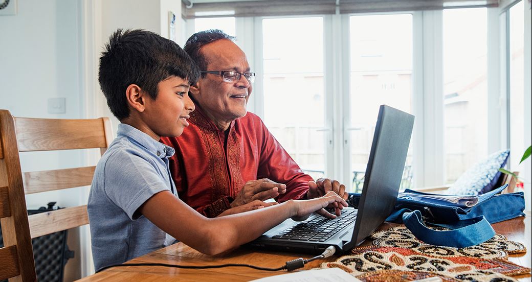 Family on computer