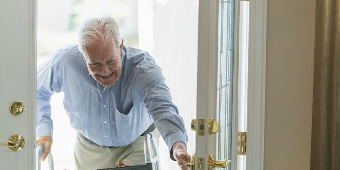 man entering accessible home
